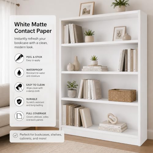 Image of WISDOM Self Adhesive Matt Wallpaper Waterproof Peel and Stick Decorative Contact Paper for Kitchen Cabinets, Wardrobe, Table, Drawer & Shelves, Easy DIY Home Decor Makeover 12X80 in