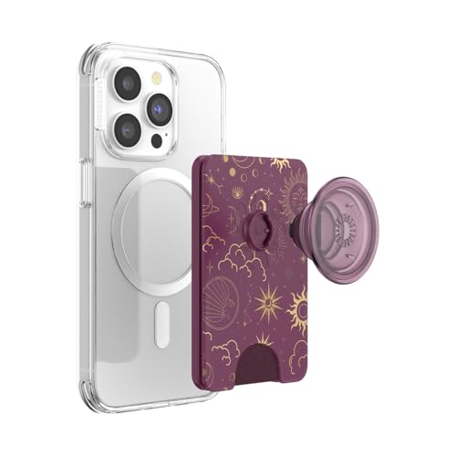 Image of PopSockets Phone Wallet for MagSafe, Phone Card Holder with Grip, Celestial - Celestial Mauve