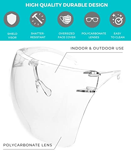 Image of zeroUV - Protective Face Shield Full Cover Visor Glasses /Sunglasses (Anti-Fog /Blue Light Filter) (Clear /Clear) Single