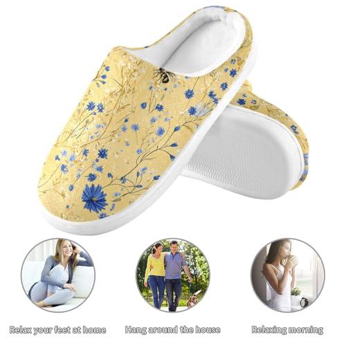 JUNZAN Chic Cornflower Gold Mens Home Cotton Slipper Non Skid Memory Foam Foam Slippers for Outdoor Birthday Presents 6-73
