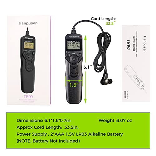 Intervalometer Hanpusen Camera Timer Remote Shutter Release Time Lapse For Nikon D3, D4, D4S, D5, D6, D800, D850, D800E, D810, D810A, D700 #TOP7
