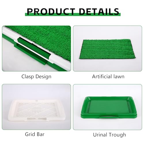 Image of Artificial Grass Pee Pad for Dogs and Small Pets, Puppy Training Potty pad 12.8 x 17.5 inches, 3-Layer Training Potty Pad with Tray, Indoor Dog Potty