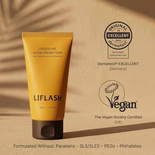 Image of LIFLASH Low pH Hydrating Amino Acid Cream Foam Cleanser, Daily Face Wash with Ceramide NP & Cica, Gentle Foaming Facial Cleanser for Sensitive Skin, Vegan Korean Skincare