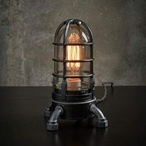 The"Vapor Touch" 2.0 in Hammered Black - Nautical Industrial Steampunk Edison table lamp w/Touch Dimmer, Unique Gifts | MillerLights Original
