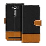 UOGNADGD Leather Flip Wallet Case Compatible with Asus Zenfone 2 Laser ZE550KL Phone Cover with Card Holders, RFID Blocking, Magnetic Closure & Kickstand (Black)
