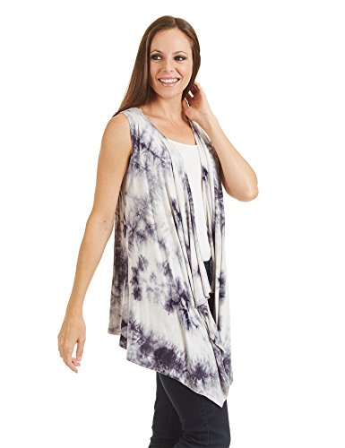 Image of Made By Johnny Women's Lightweight Sleeveless Cardigan - Draped Open Front Vest with Asymmetrical Hem