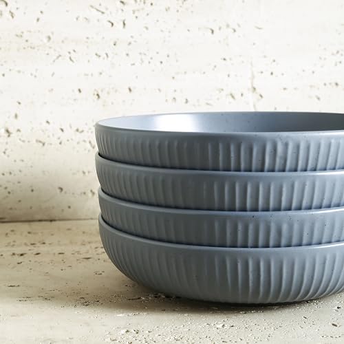Image of Stone Lain Logan Stoneware Pasta Bowl Set of 4, Grey