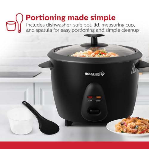 Holstein Housewares 16-Cup Cooked (8-Cup Uncooked) Rice Cooker, Black – One-Touch Operation with Cook & Keep Warm Functions, Perfect for Rice, Quinoa, Oatmeal, Stews & Grains by Holstein Housewares - Image 3