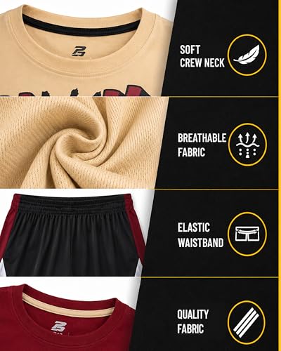 Image of Pro Athlete Boys Active Shorts Set - 3 Piece Athletic Dry Fit Graphic Tees Tank Tops and Basketball Shorts for Boys