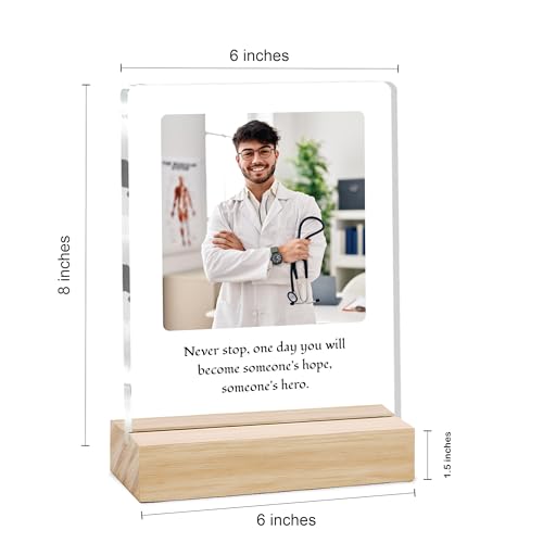 Image of Giftplease Best Doctor Photo Plaque with Wooden Stand | Personalised Gift for Doctors | Thank You Gift for Medical Professionals | Home Office Table Decor |Appreciation Frame for Doctor DCT 06