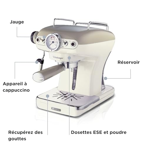 Ariete 1389 Vintage Machine à café avec buse vapeur 'Cappuccino' 15 bar - vue 7