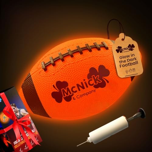 MCNICK & COMPANY LED Glow in The Dark Football - Light Up Football for Kids - Glow Dark Football PreInstalled Battery - Football Gift Idea - Youth Nighttime Football