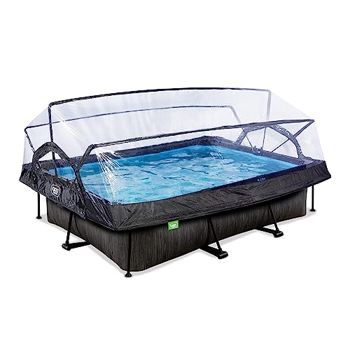 EXIT Toys Black Wood Pool mit Multifunktionale Abdeckung - 300x200x65cm -...