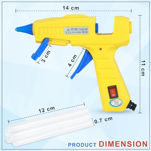 Image of GLUN Glue Gun 30 Watt with 7mm 5 Pieces Glue Sticks 6 inch Transparent, ON /Off Switch Button, LED Indicator, Transparent Glue Sticks for Craft Specialist and DIY Works
