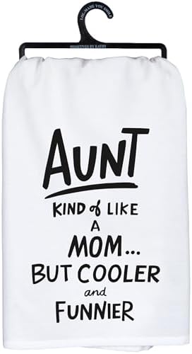Primitives by Kathy Funny Kitchen Towel for Aunt, Hand Illustrated Design, Machine Washable, 28 by 28 Inches Unfolded, Black and White Kitchen Décor, Fun for Aunt image 4