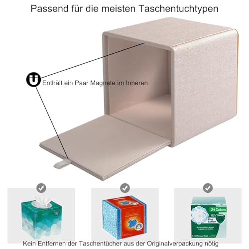 Rarapop Taschentuchbox aus Leinen, quadratisch - für Badezimmer, Home-Office und Kommode