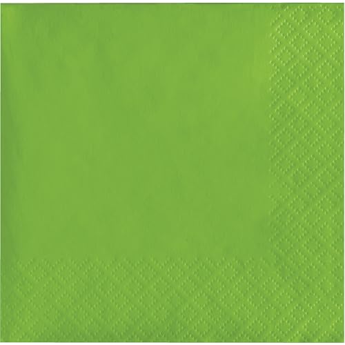 Creative Converting Touch of Color 2-Ply 50 Count Paper Beverage Napkins, Fresh Lime (803123B), 5 x 5