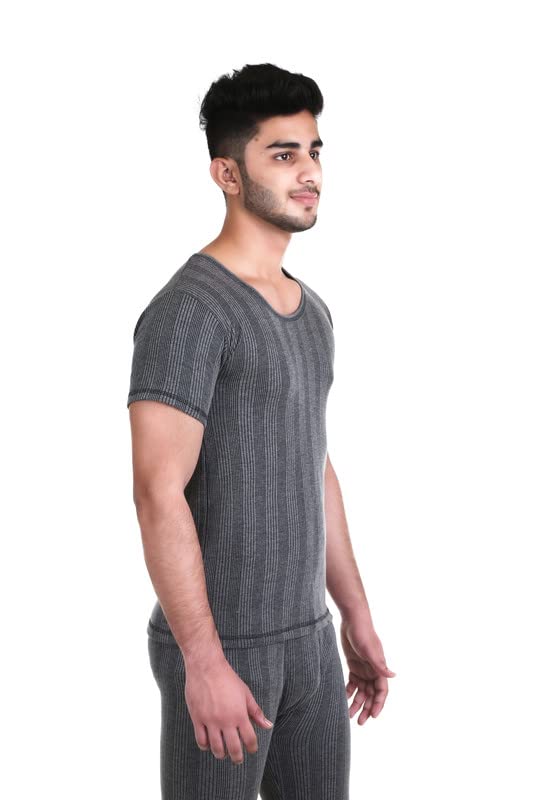 Image of Redluv Men's Round Neck Half Sleeves Thermal Top, Thermal Top for Men, Men Regular Fit Thermal Top, and Half sleeves provide extra coverage and warmth for the arms, making it a great option for layering in colder temperatures, Top for inner thermal wear men's, Top Men's Thermal Wear.