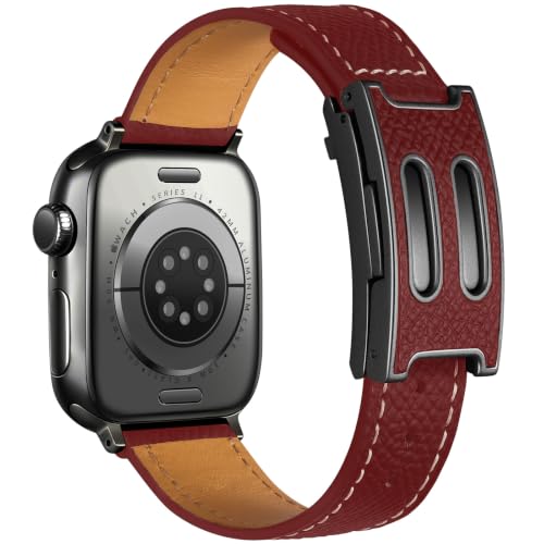Bracelet Apple Watch réglable en cuir véritable contre la transpiration