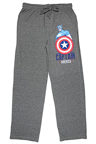 Captain America Men's Retro Large Shield Design Graphic Sleep Lounge Pants (M) Heather Grey #TOP30