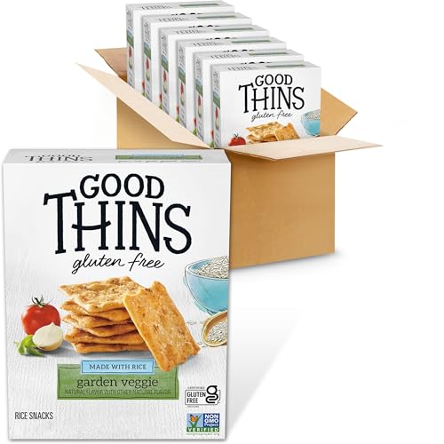 Good Thins Garden Veggie Rice Snacks Gluten Free Crackers, Bulk Snack Crackers, 6 - 3.5 oz Boxes