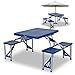 ADGO Tavolo Pieghevole Mobili da Viaggio con 4 Sgabelli, Valigia Compatta Impermeabile Leggera da Viaggio, per Campeggio, Alluminio PVC, Tavolo 2 in 1 e 4 Posti, Blu, 1 pezzo