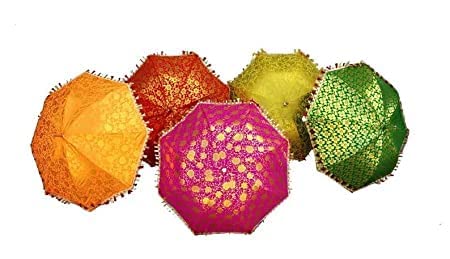 The Decor Affair 5 Pcs Golden Printed Indian Wedding Umbrella Sun Parasols Decorative Colorful Parasols, Decoration Gold Printed umbrella Decoration.-image-37