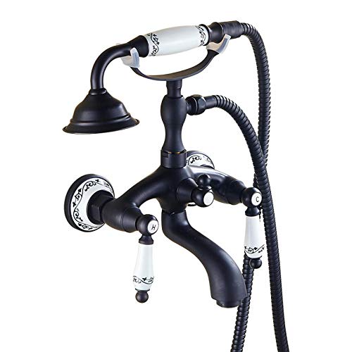 Robinet de baignoire-douche noir au design raffiné et finitions soignées