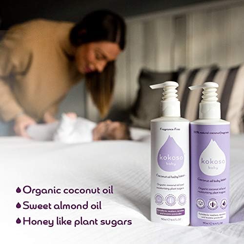 Kokoso Baby Organic Coconut Oil Lotion  Fragrance Free Baby Moisturiser for Dry, Sensitive, Eczema Prone and Normal Skin  190ml