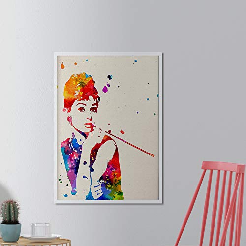 Nacnic Lámina para enmarcar Audrey Hepburn Laminas Decorativas para Pared. Laminas Estilo Acuarela. Regalo Creativo para Chica. Papel 250 Gramos