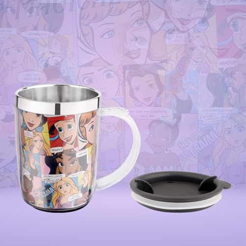 Image of SKi Homeware Double Wall Inner Stainless Steel Tea,Coffee, Milk Mug With Handle And Lid For Kids Cherry Mug (Princess), 350 ML