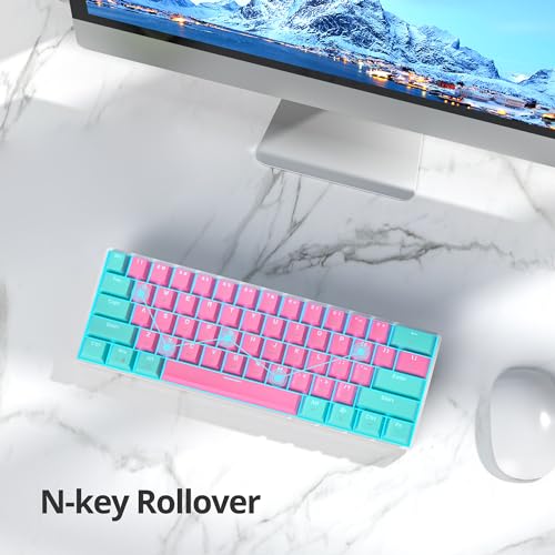 Image of 60 Percent Gaming Keyboard 61 Keys Wired Mechanical Keyboard Ultra Compact Keyboard Red Switch LED Backlit for Windows Laptop Gamer(61 Miami)