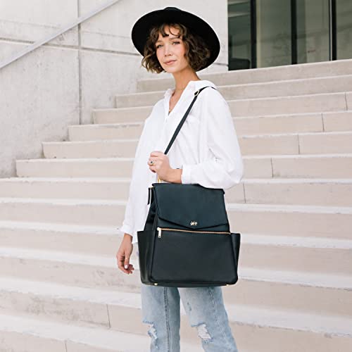 Freshly Picked Classic Leather Diaper Bag Convertible Backpack Tote For Women, Multifunction Maternity Baby Travel Bag, Ebony Black V2 #TOP6