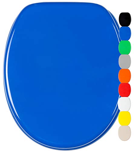 Sanilo Abattant WC frein de chute, Grande sélection de lunettes de toilette avec abaissement automatique en unis, Fixation facile (Bleu)