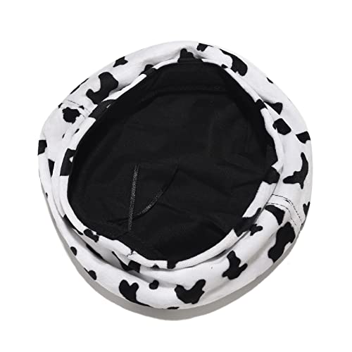 Ihauiue Animal Print Berets Hat Fashion French Hats Trendy Artist Caps For Women Lady, Cow Print White #TOP3