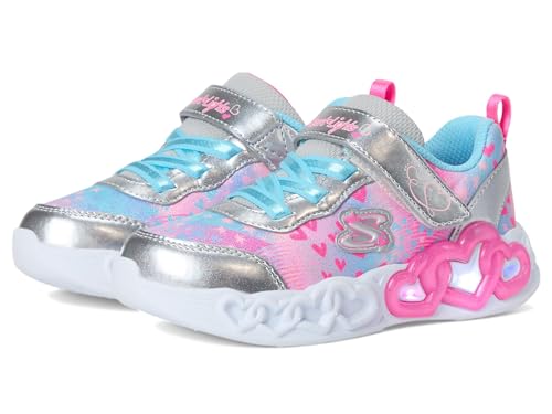Skechers Kids Girls Infinite Heart Lights Sneaker, Silver/Multi, 8 Toddler by Skechers - Used condition - US$21.13