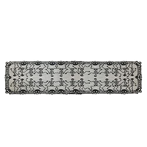 wnfbgywk Maison sur Pilotis Bois Halloween décoration Festival d'halloween Dentelle Table Runner Black Mesh décoration (A, One Size)