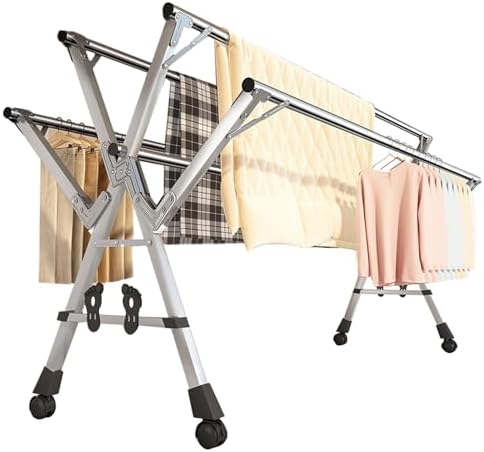 Heavy-Duty Stainless Steel Clothes Drying Rack - Portable, Folding & Retractable for Indoor/Outdoor Use - Sturdy & Space-Saving Laundry Solution