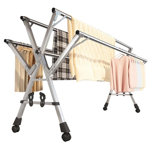 Heavy Duty Stainless Steel Clothes Drying Rack, Folding Indoor Outdoor Portable, Retractable Laundry Drying Rack