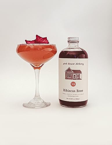 Image of Pink House Alchemy Hibiscus Rose Simple Syrup, 16 oz, Handcrafted | Floral Cocktail & Coffee Mixer, All-Natural, Small-Batch
