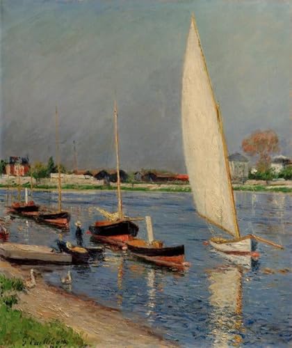 Impression d'affiches Voiliers sur la Seine Argenteuil Caillebotte toile premium 60x90cm