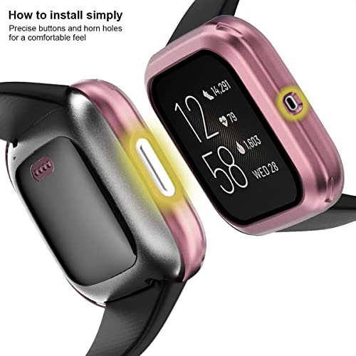 Rc-Z Case For Fitbit Versa 2, Hard Matte Pc Screen Protector Full-Around Frame Bumper Full Face Screen Cover Protective Case For Fitbit Versa 2 Smartwatch, Rose Gold #TOP1