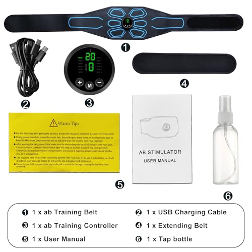Gnisang FDA Cleared - MHD TENS Muscle Stimulator Electronic Abs Muscle Toner Ab Machine Trainer for Abdomen Easy Abs Muscle Stimulation and Activation, Home Gym Use Black1