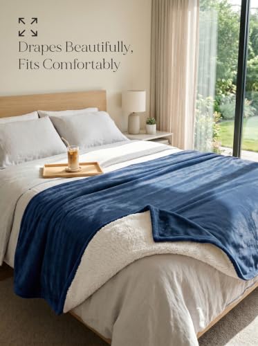 Utopia Bedding Kuscheldecke Warm Sherpa Wolldecke [Marineblau, 228x228 cm] Flauschig Sofaüberwurf Decke Dicke… – Ansicht 2