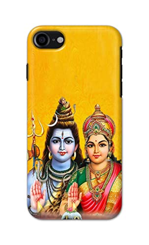 Image of PRINTFIDAA Lord Shiva Parvati Yellow Background Printed Designer Hard Back Case Cover for Apple iPhone 7 (4.7 inch) / iPhone 8 (4.7 inch) / iPhone SE 2020, A1778, A1660 -(RP) MVN1008