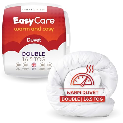 Linens Limited - Double Duvet 16.5 Tog, Made in the UK, Easy Care, Extra Warm Quilt for Winter, Soft and Comfy, Polypropylene Hollowfibre, Machine Washable (White)