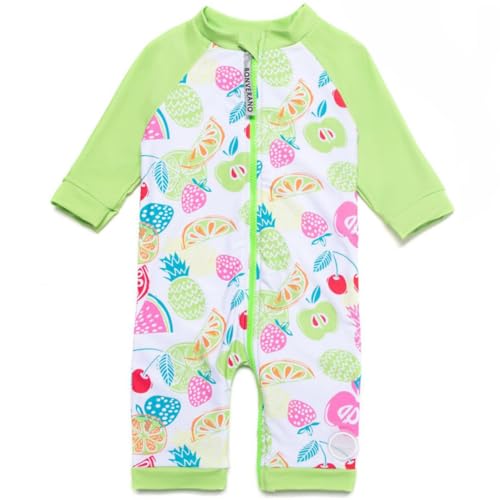 BONVERANO Traje baño bebé protección Solar UPF 50+ Cierre Cremallera Largo Completo (Verde, 3-6 Meses)