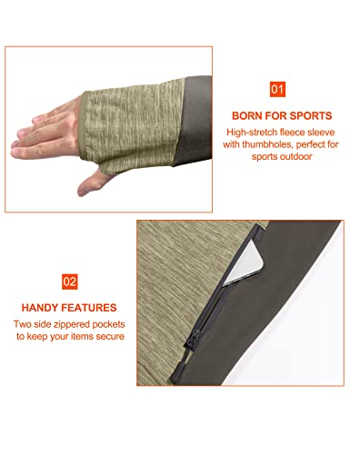 Little Donkey Andy Men's Ultra Soft Warm Fleece Hybrid Jacket, Lightweight Thermal Running Coat For Golf Hiking Khaki Heather Xl #TOP5