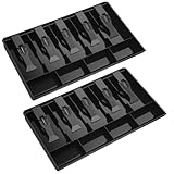 SHENLIU 2 Pack Cash Register Drawer Insert Tray Organizer with 5 Bill/4 Coin, Black Portable Currency Till Replacement Money Organizer Storage Box