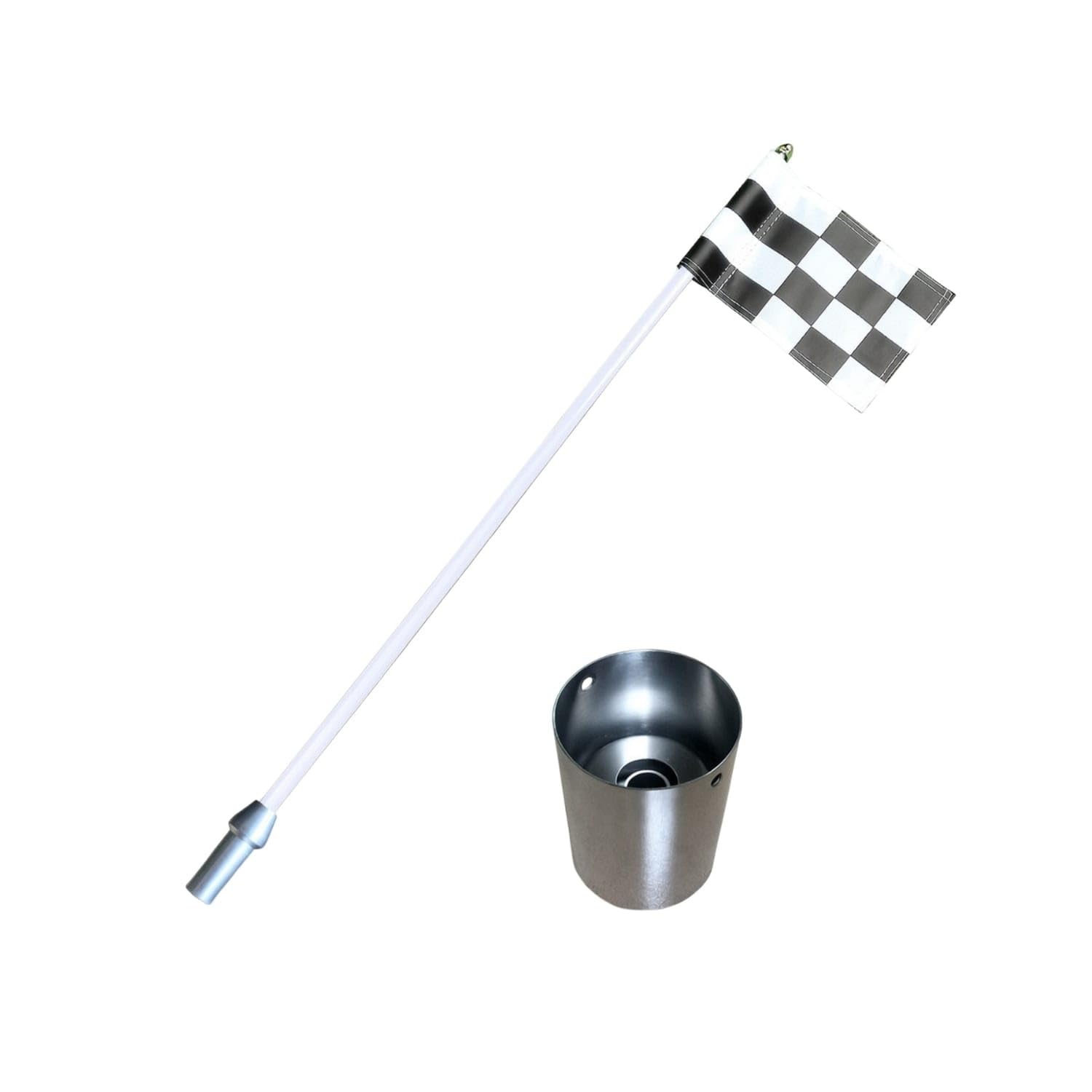 Ojiva® Stainless Steel Golf Flagpole with Cup Rust-Resistant Golf Flagstick with Cup Long-Lasting Pole Sturdy for Golfers, Coaches, Putting Green, Backyard, Blk-wht Plaid 85CM-picture-29